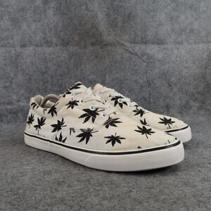 Hipster Shoes Mens 10 Sneakers Casual Canvas Print Skate Lace Up Low White Black